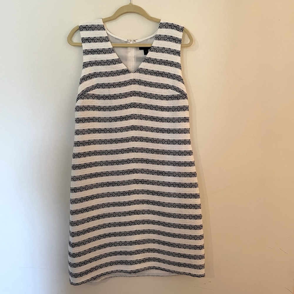 NWT J. Crew Shift Dress // Navy & White // Size 10